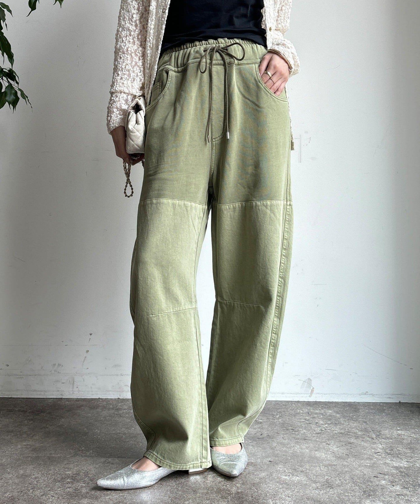 成衣染色拼接長褲