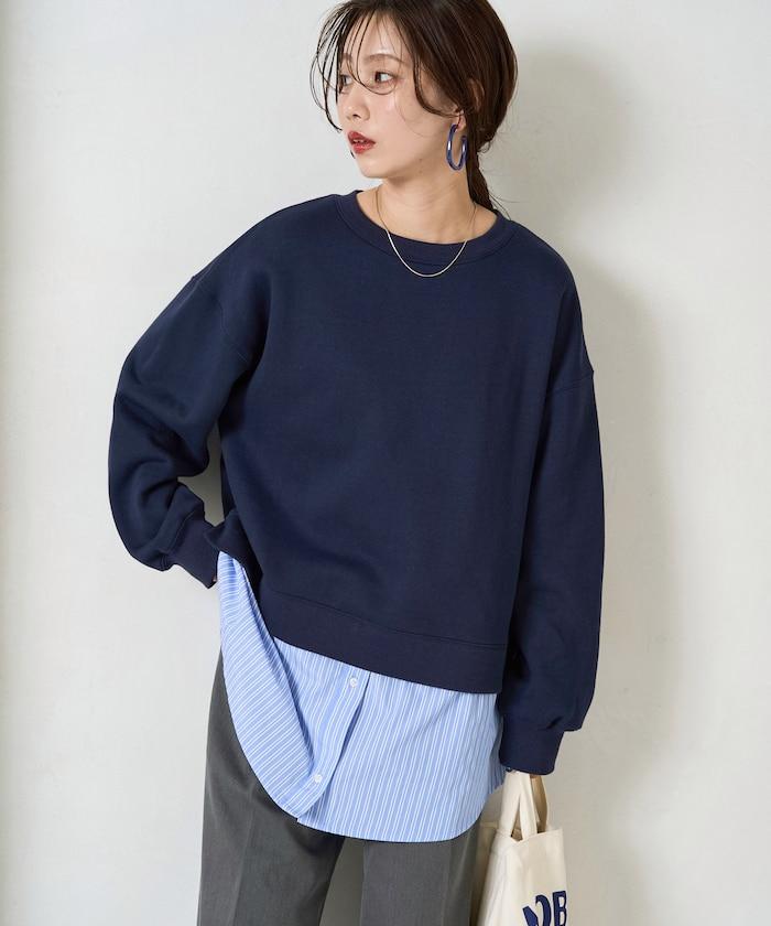 加絨衛衣拼接襯衫疊穿風格上衣