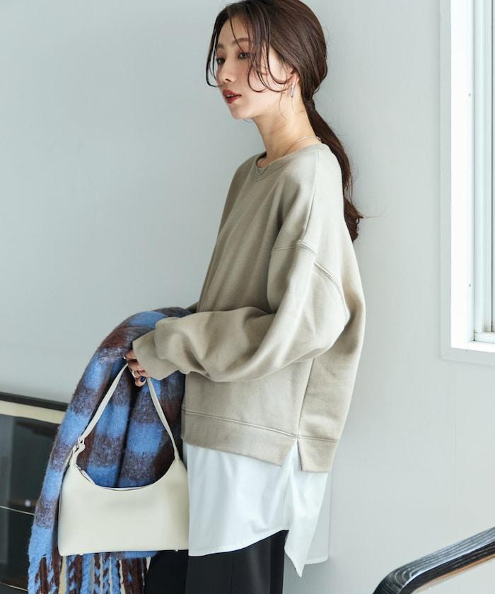 加絨衛衣拼接襯衫疊穿風格上衣