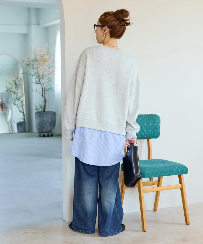 加絨衛衣拼接襯衫疊穿風格上衣