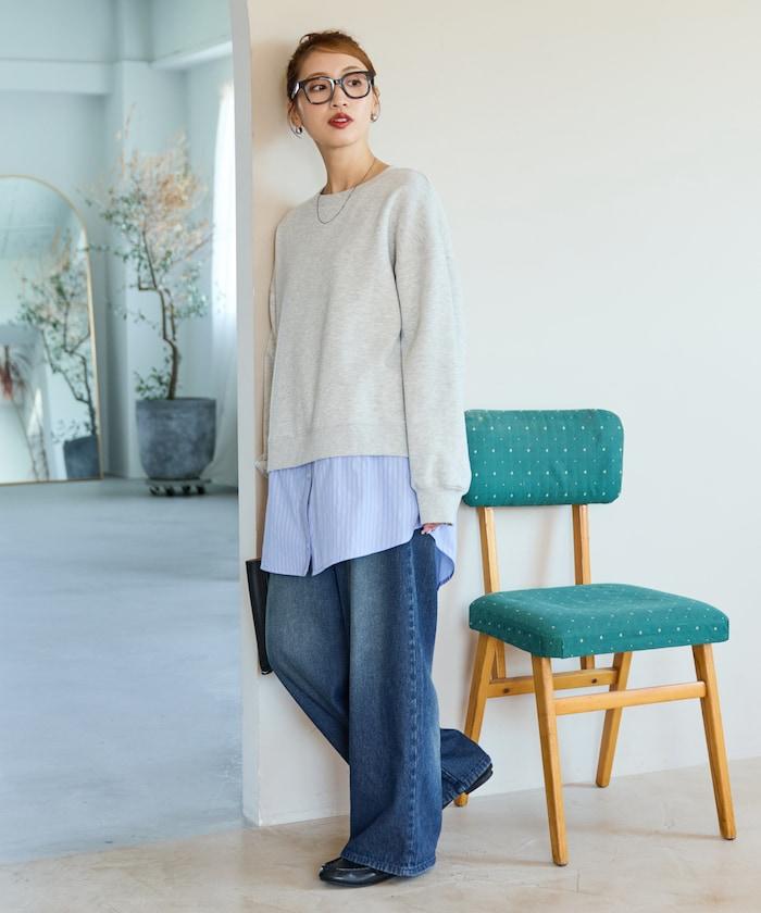 加絨衛衣拼接襯衫疊穿風格上衣