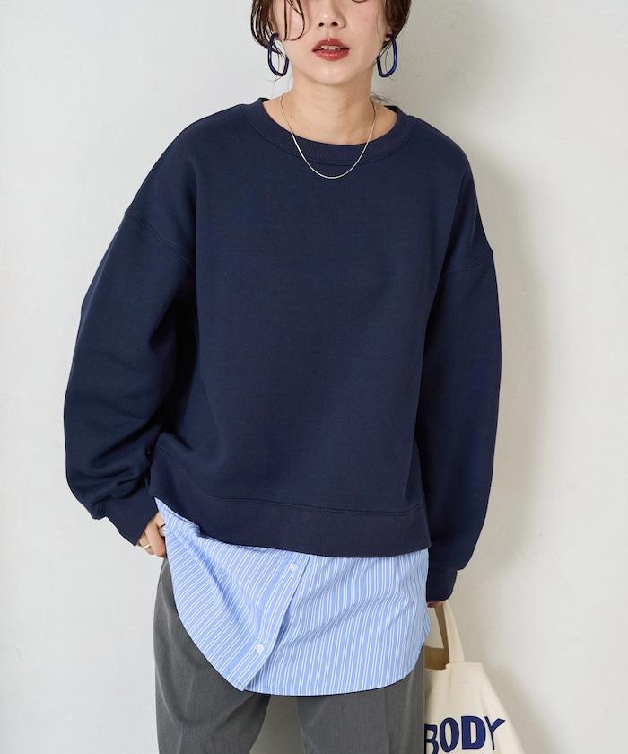 加絨衛衣拼接襯衫疊穿風格上衣