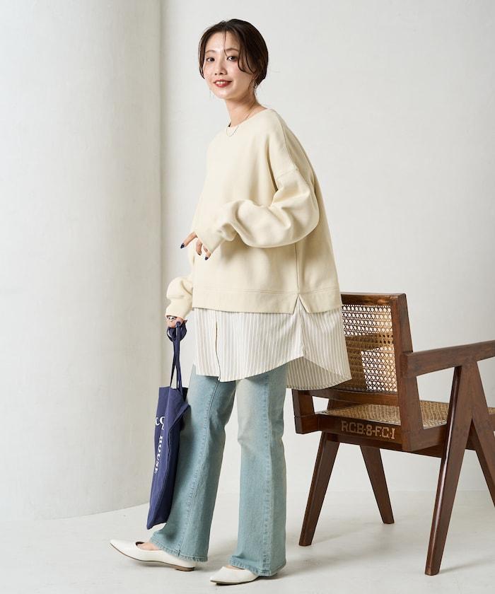 加絨衛衣拼接襯衫疊穿風格上衣