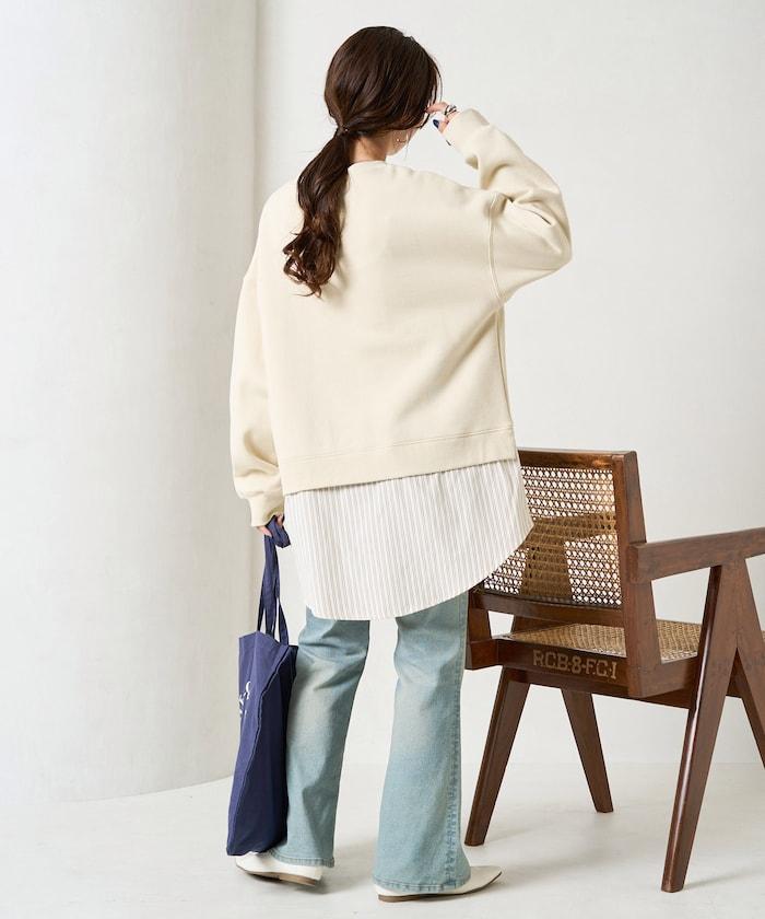 加絨衛衣拼接襯衫疊穿風格上衣