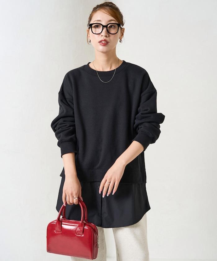 加絨衛衣拼接襯衫疊穿風格上衣