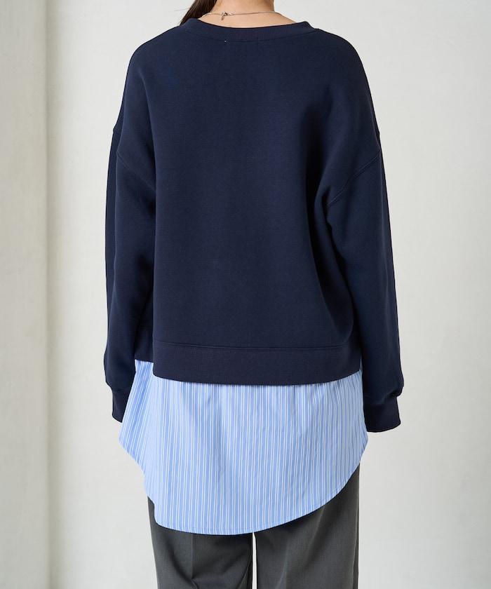 加絨衛衣拼接襯衫疊穿風格上衣