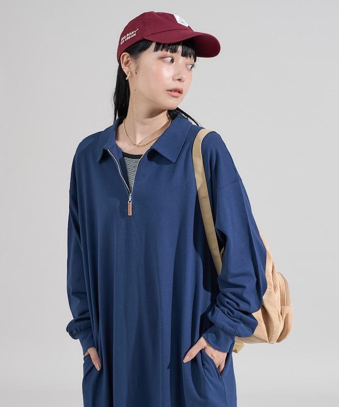 拼色翻領POLO連衣裙