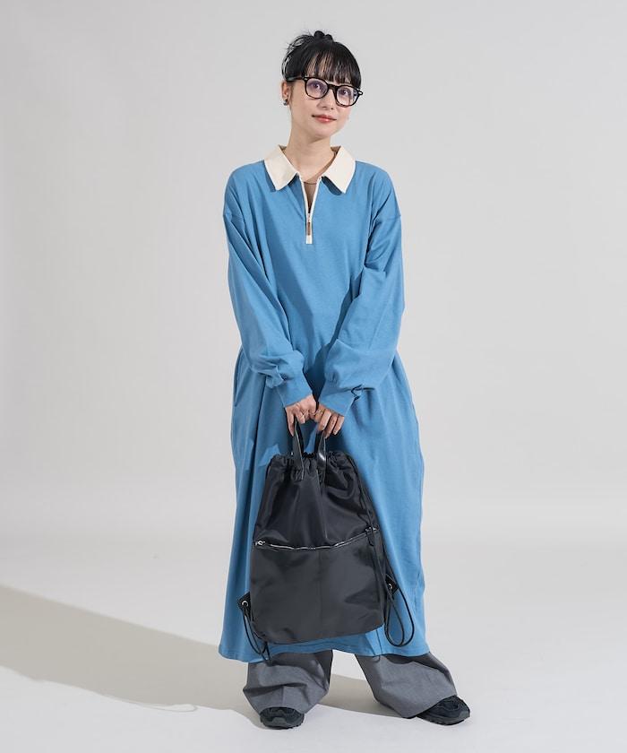 拼色翻領POLO連衣裙