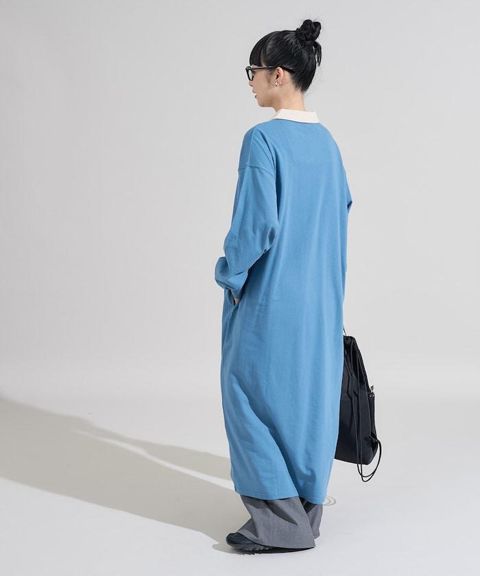 拼色翻領POLO連衣裙
