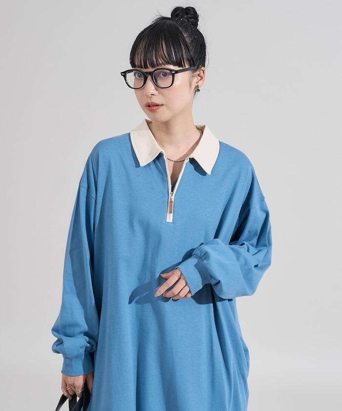 拼色翻領POLO連衣裙