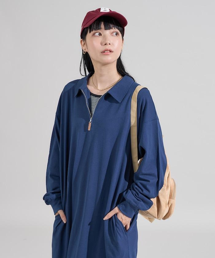 拼色翻領POLO連衣裙