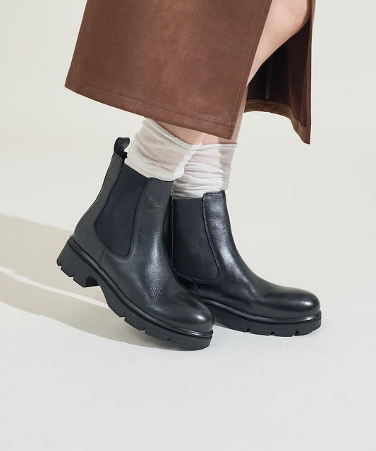 牛皮側彈力靴/皮鞋