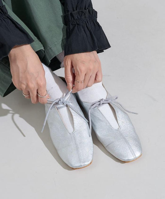 蝴蝶結平底皮鞋