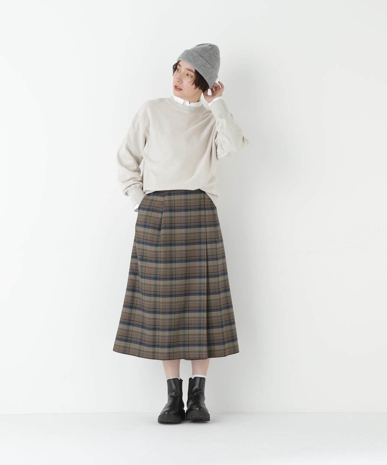 先染格紋絎縫風半身裙