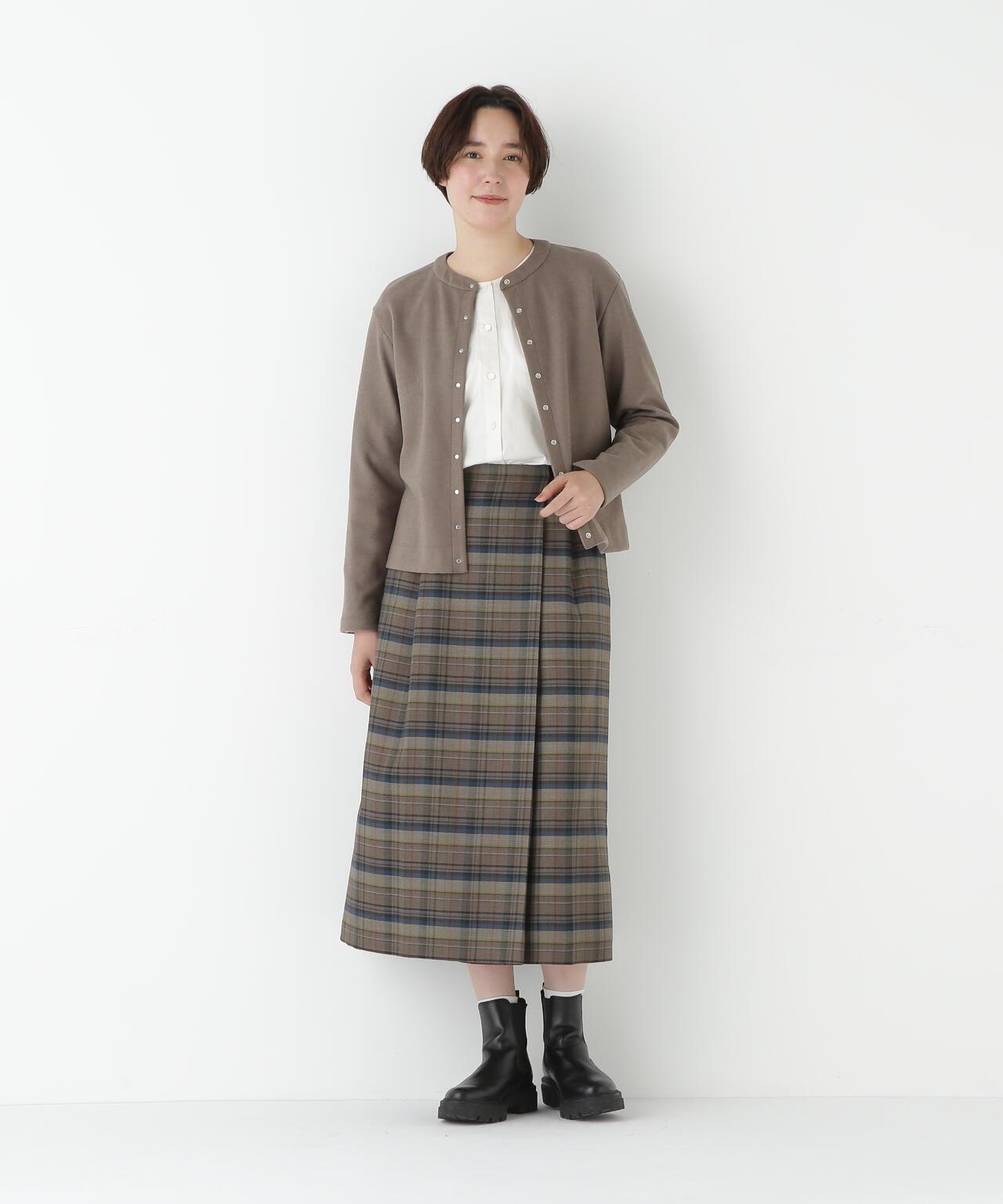 先染格紋絎縫風半身裙