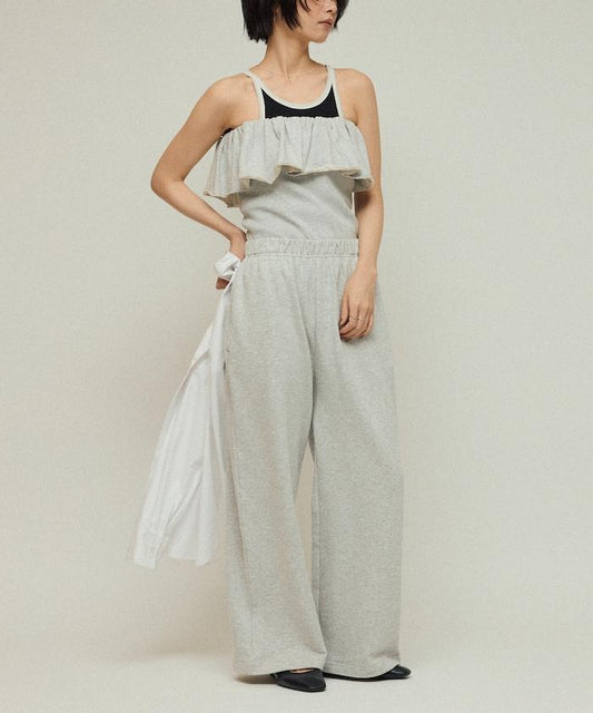 有機棉2WAY荷葉邊吊帶連體褲 / 裡毛衛衣