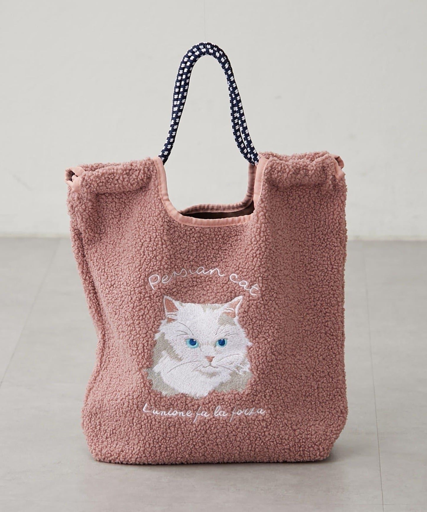 動物刺繡燈芯絨羊羔絨托特包