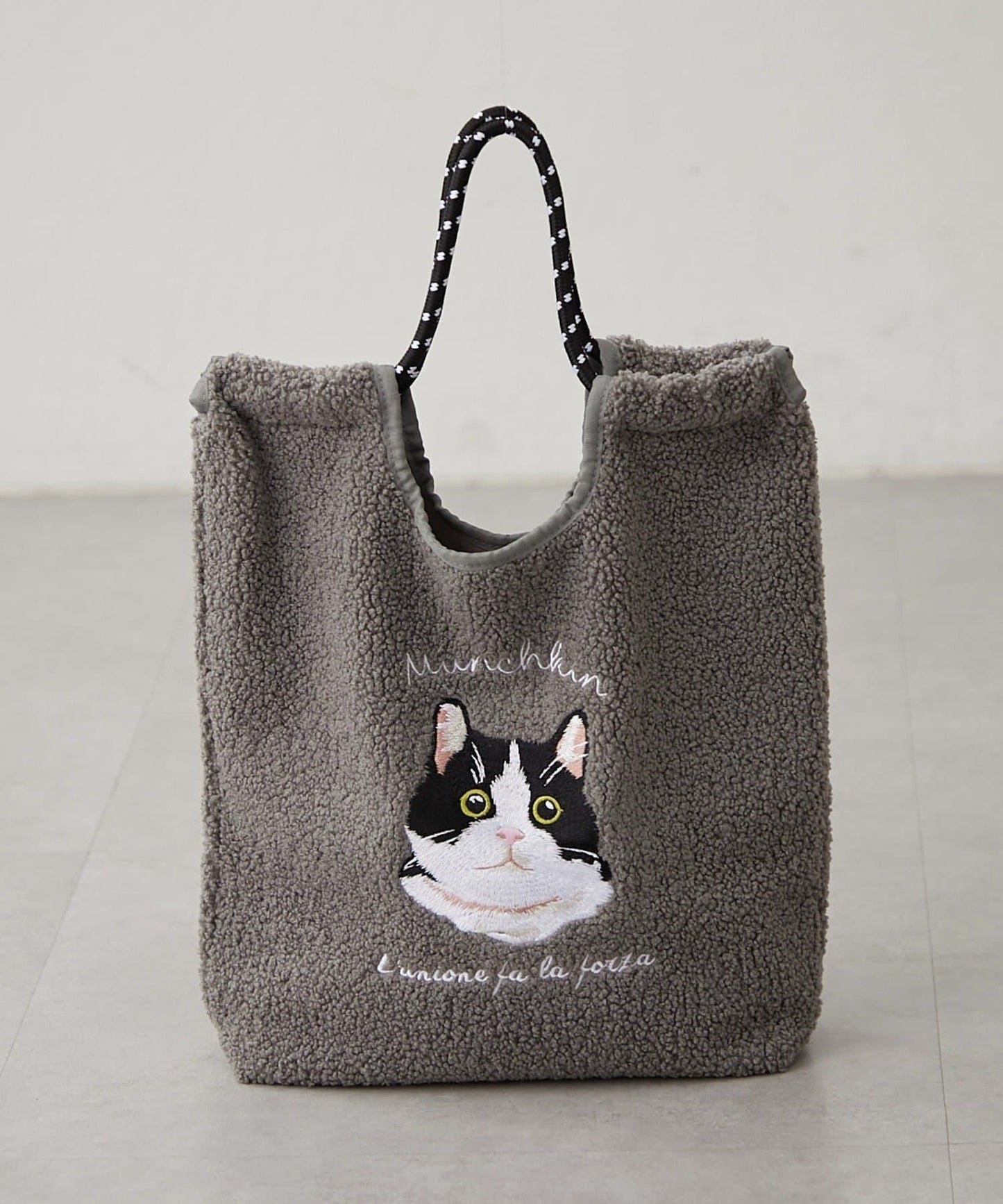 動物刺繡燈芯絨羊羔絨托特包