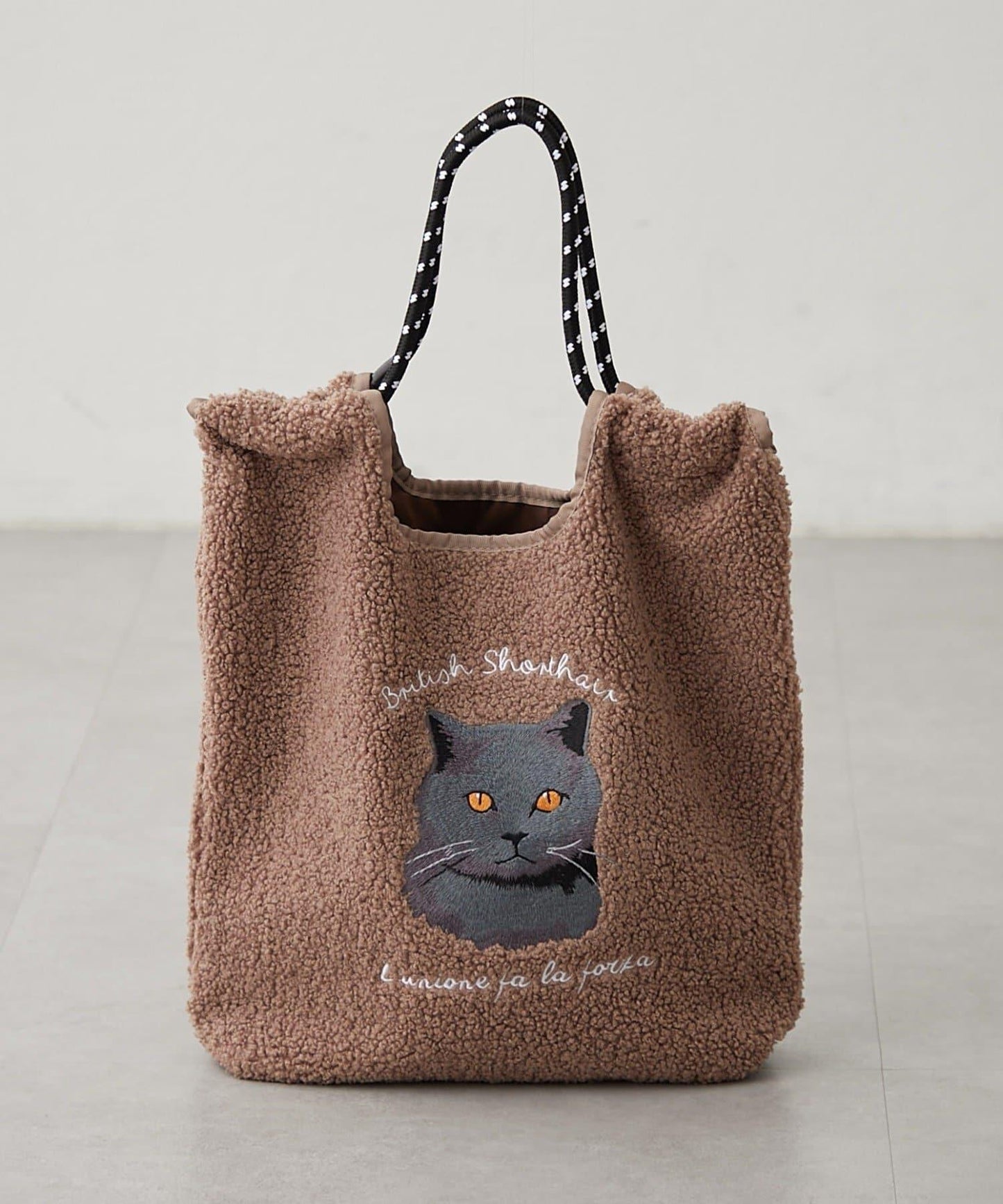動物刺繡燈芯絨羊羔絨托特包