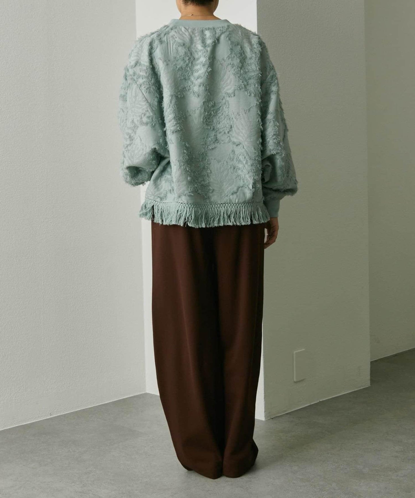 植物圖案流蘇下襬上衣【SUM1 STYLE(スミスタイル)】