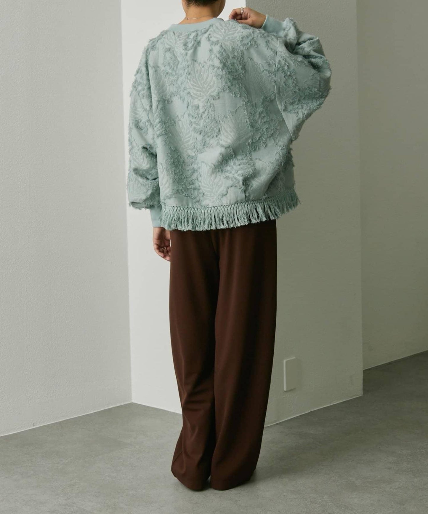 植物圖案流蘇下襬上衣【SUM1 STYLE(スミスタイル)】