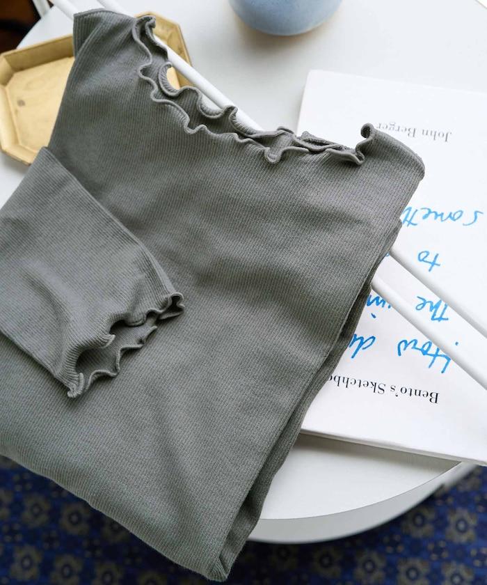 薑黃色荷葉邊長袖上衣