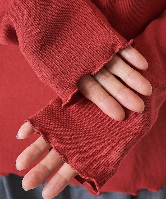 薑黃色荷葉邊長袖上衣