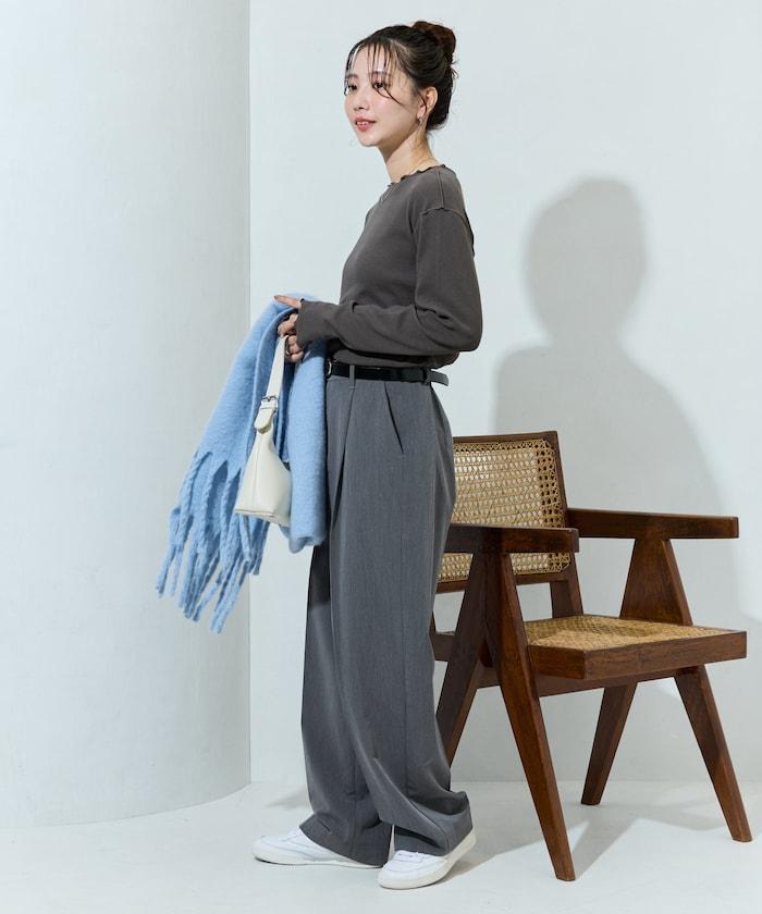 薑黃色荷葉邊長袖上衣