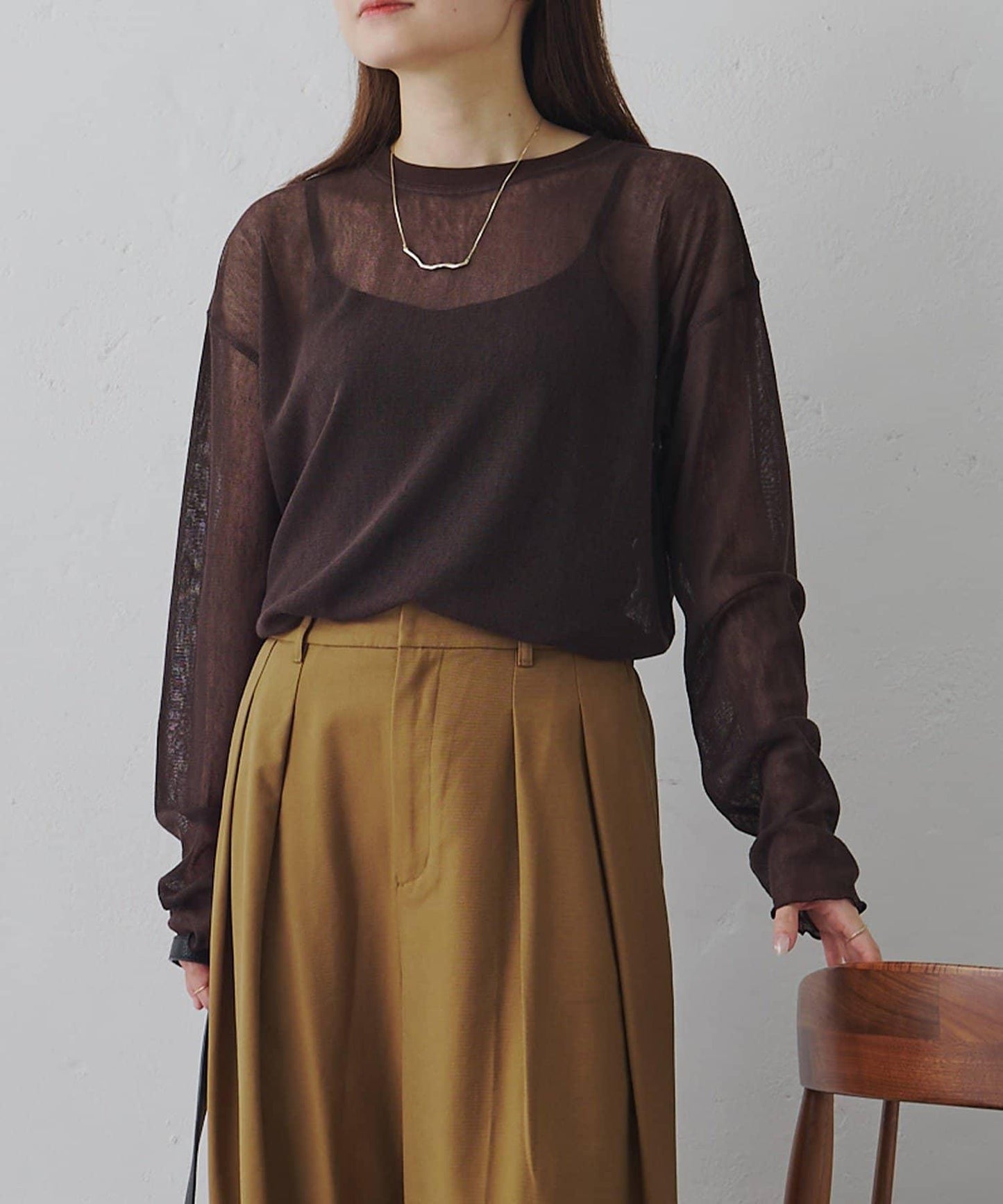 トリコットメッシュカットソー