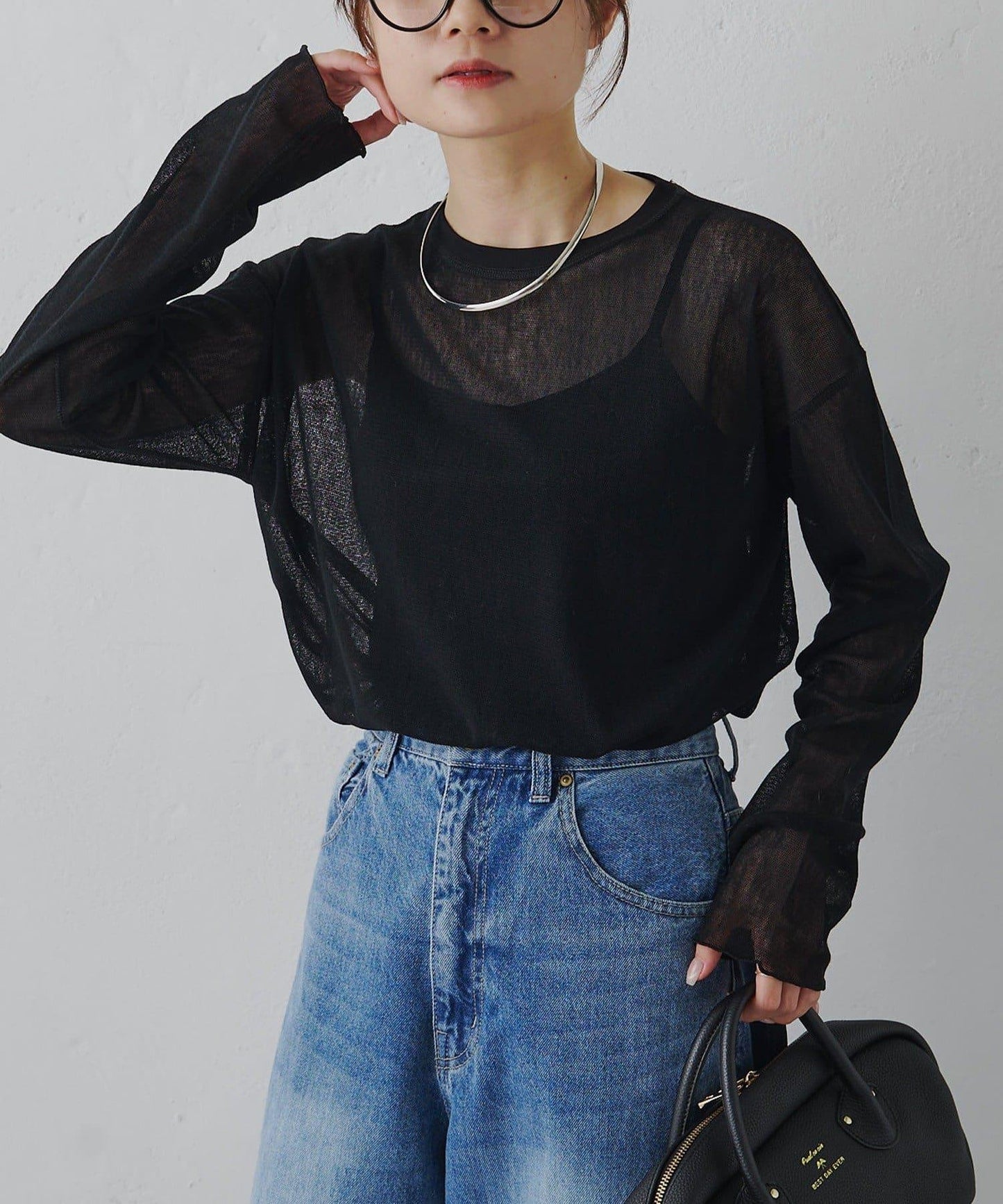 トリコットメッシュカットソー