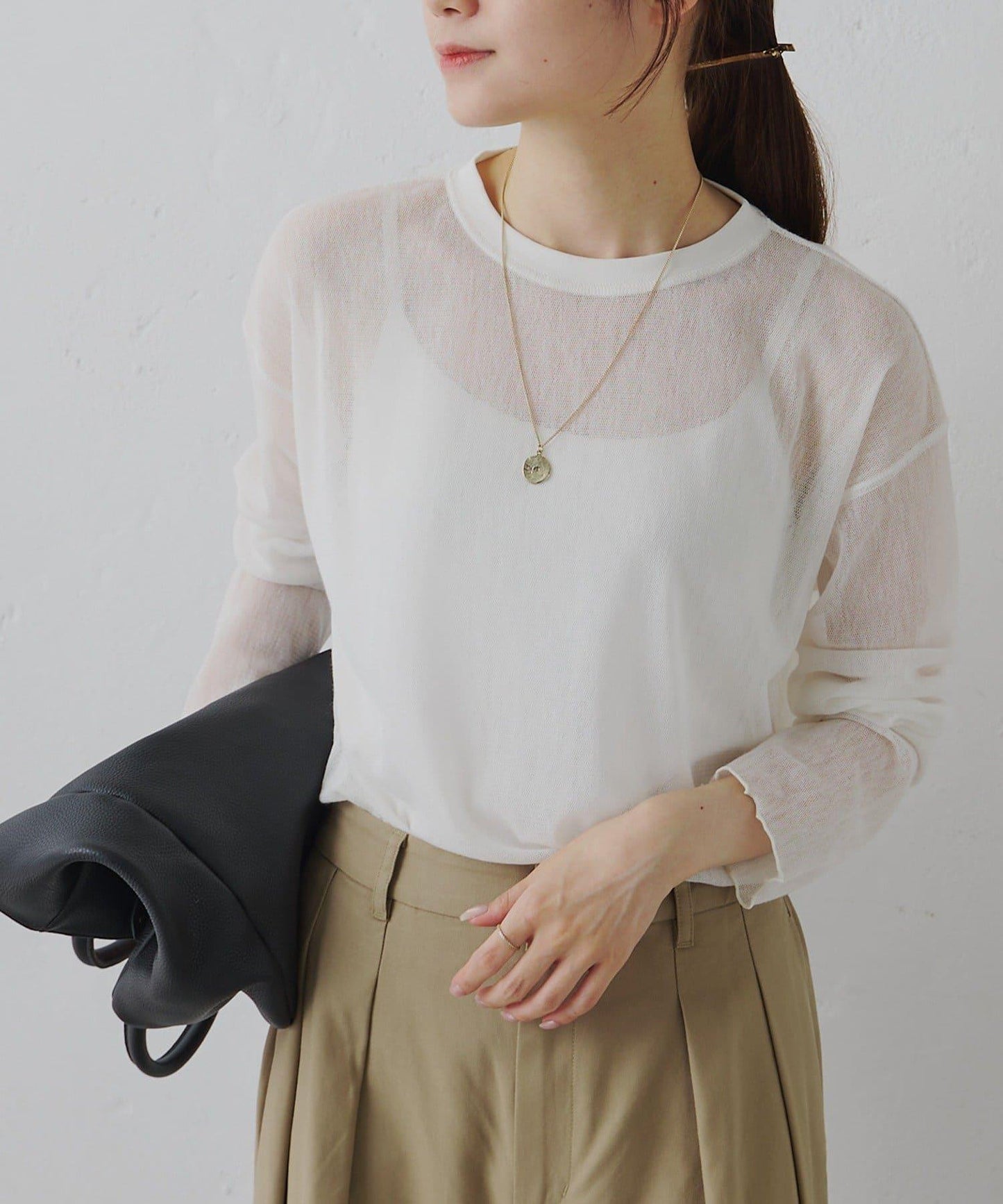 トリコットメッシュカットソー