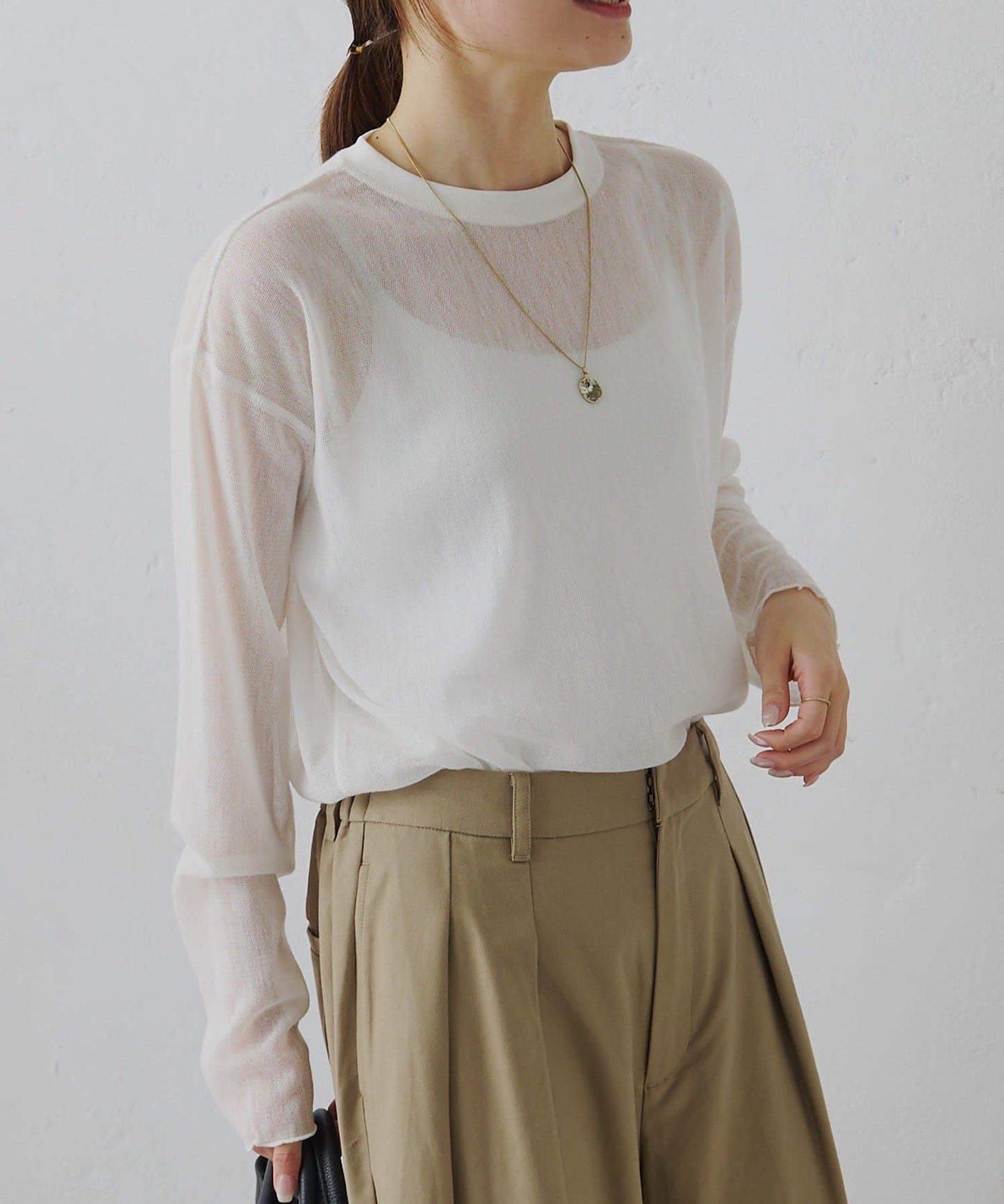 トリコットメッシュカットソー