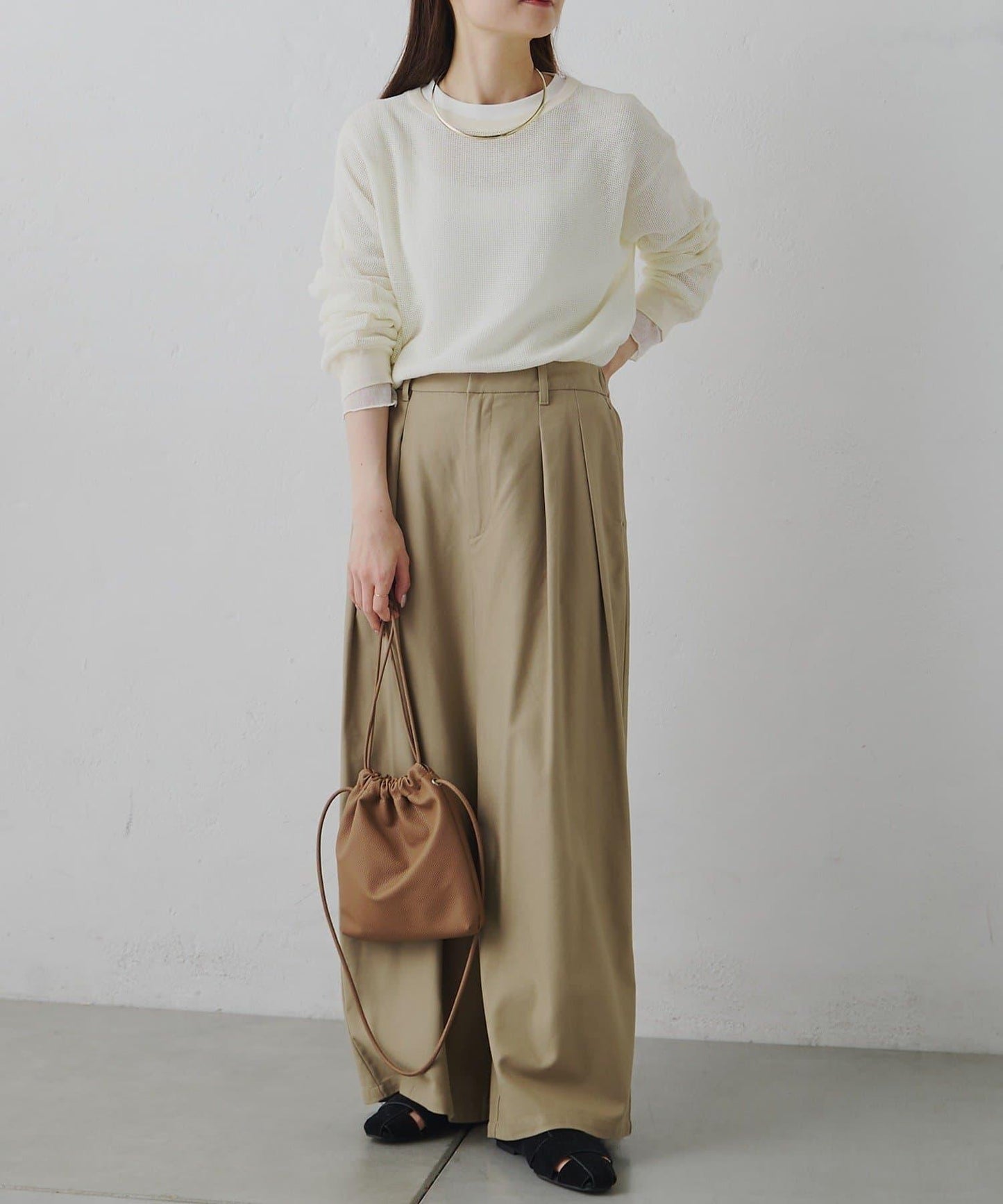 トリコットメッシュカットソー