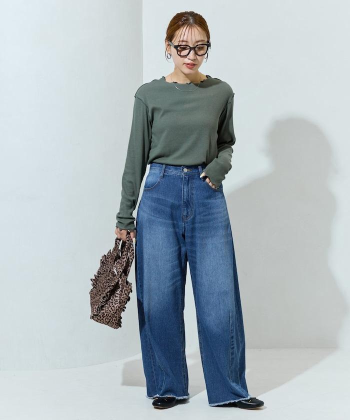 薑黃色荷葉邊長袖上衣