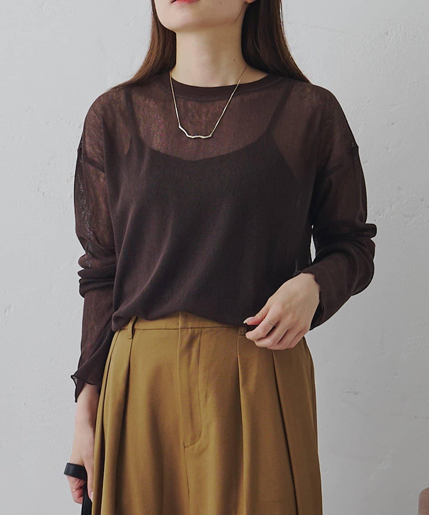 トリコットメッシュカットソー