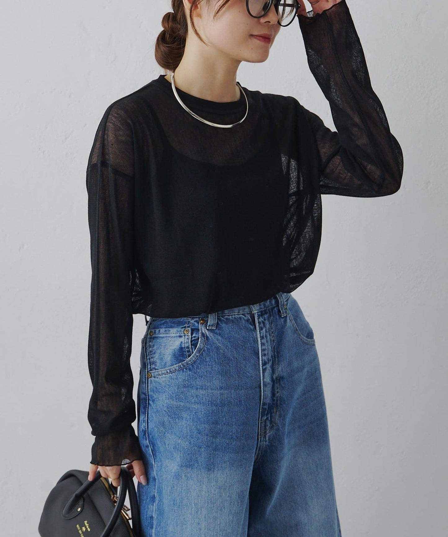 トリコットメッシュカットソー