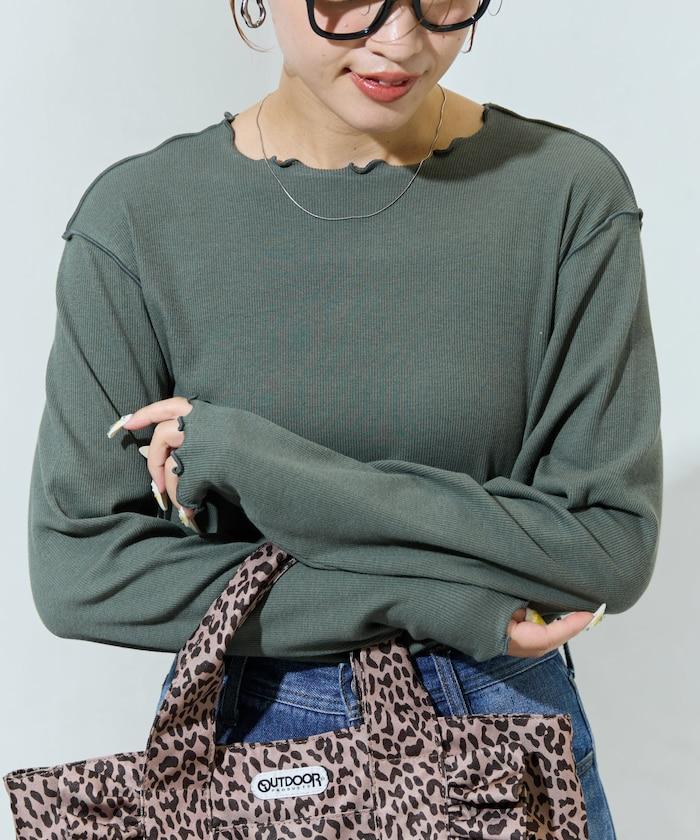 薑黃色荷葉邊長袖上衣