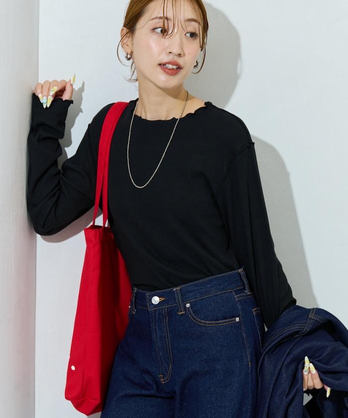 薑黃色荷葉邊長袖上衣