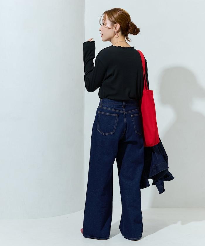 薑黃色荷葉邊長袖上衣