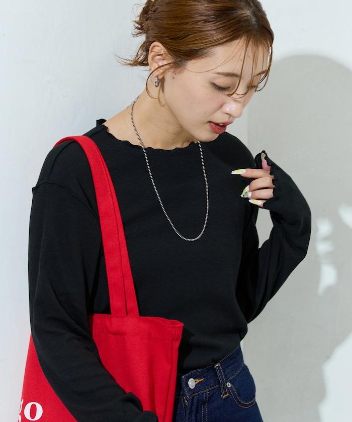 薑黃色荷葉邊長袖上衣