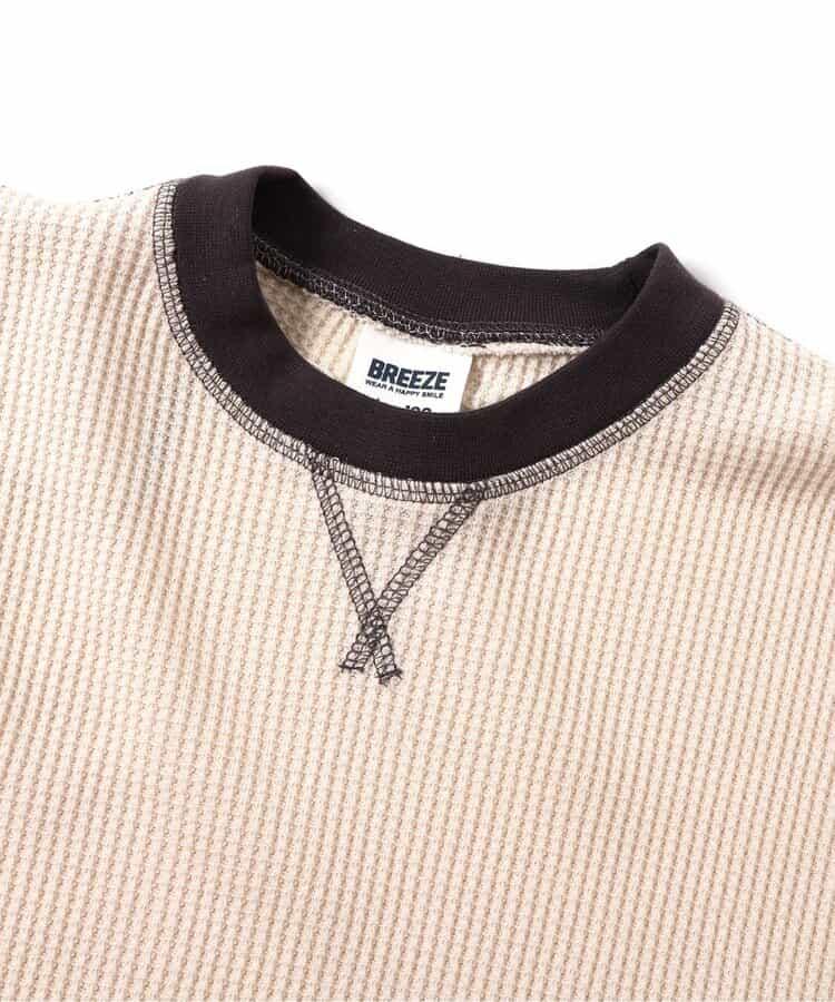 配色ステッチビッグシルエットワッフルTシャツ