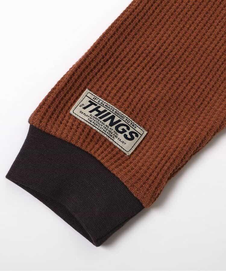 配色ステッチビッグシルエットワッフルTシャツ