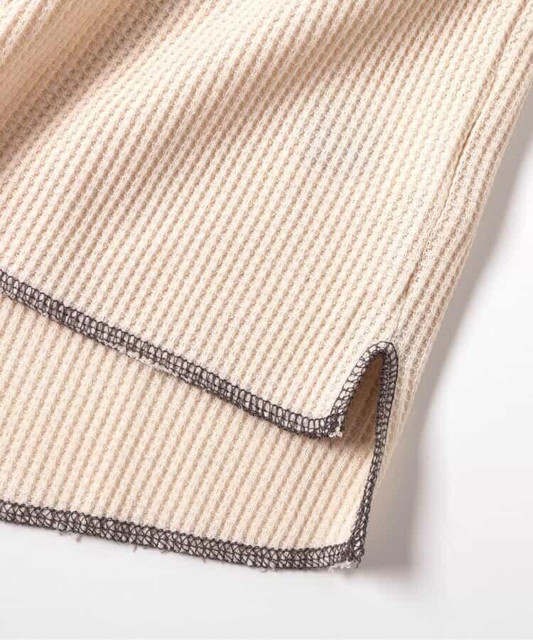 配色ステッチビッグシルエットワッフルTシャツ