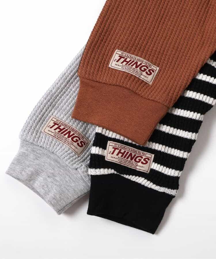 配色ステッチビッグシルエットワッフルTシャツ