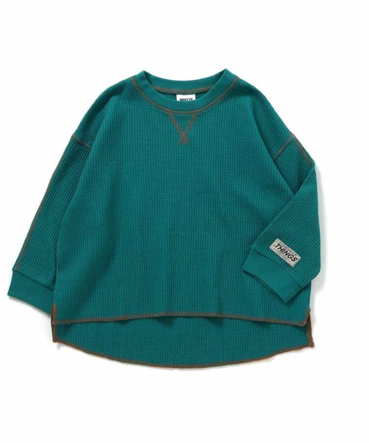 配色ステッチビッグシルエットワッフルTシャツ