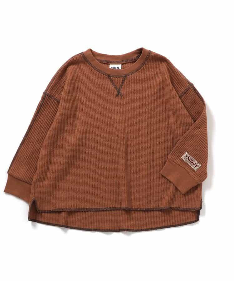 配色ステッチビッグシルエットワッフルTシャツ