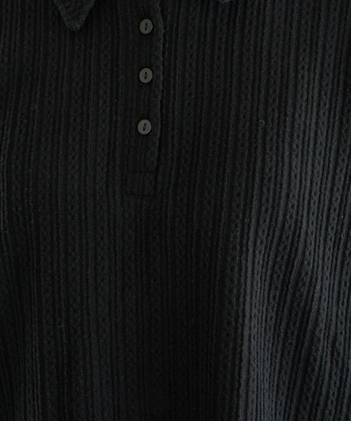 迷你麻花絨面翻領套頭衫