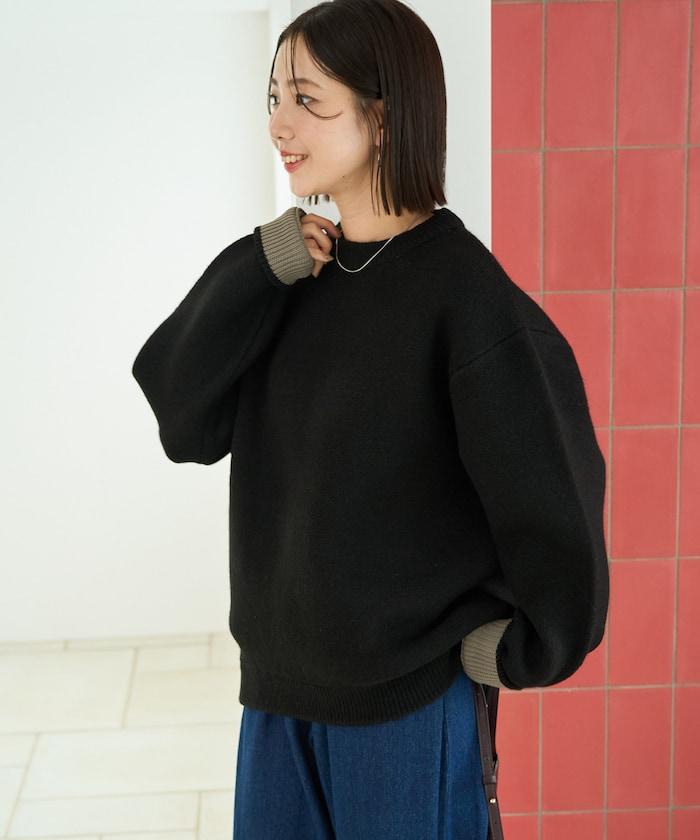 內配色針織套頭衫