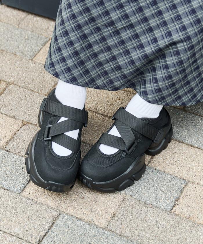 厚底交叉帶運動鞋