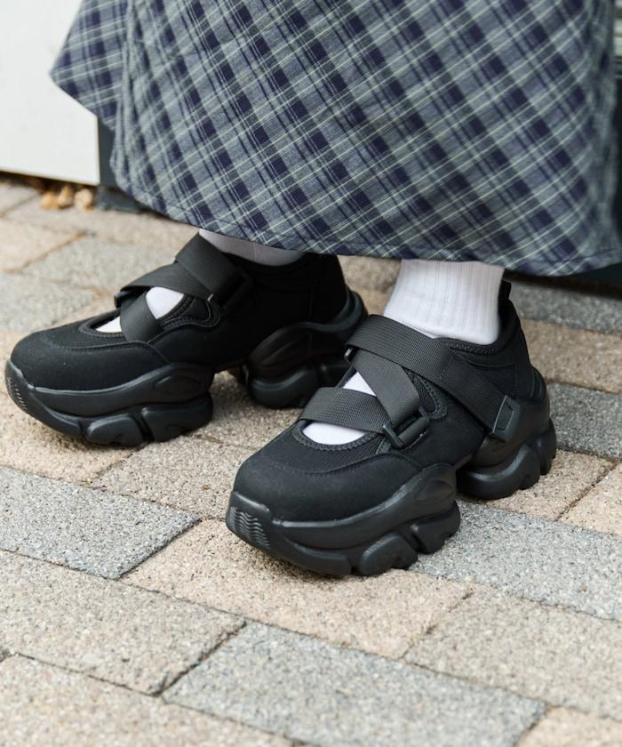 厚底交叉帶運動鞋